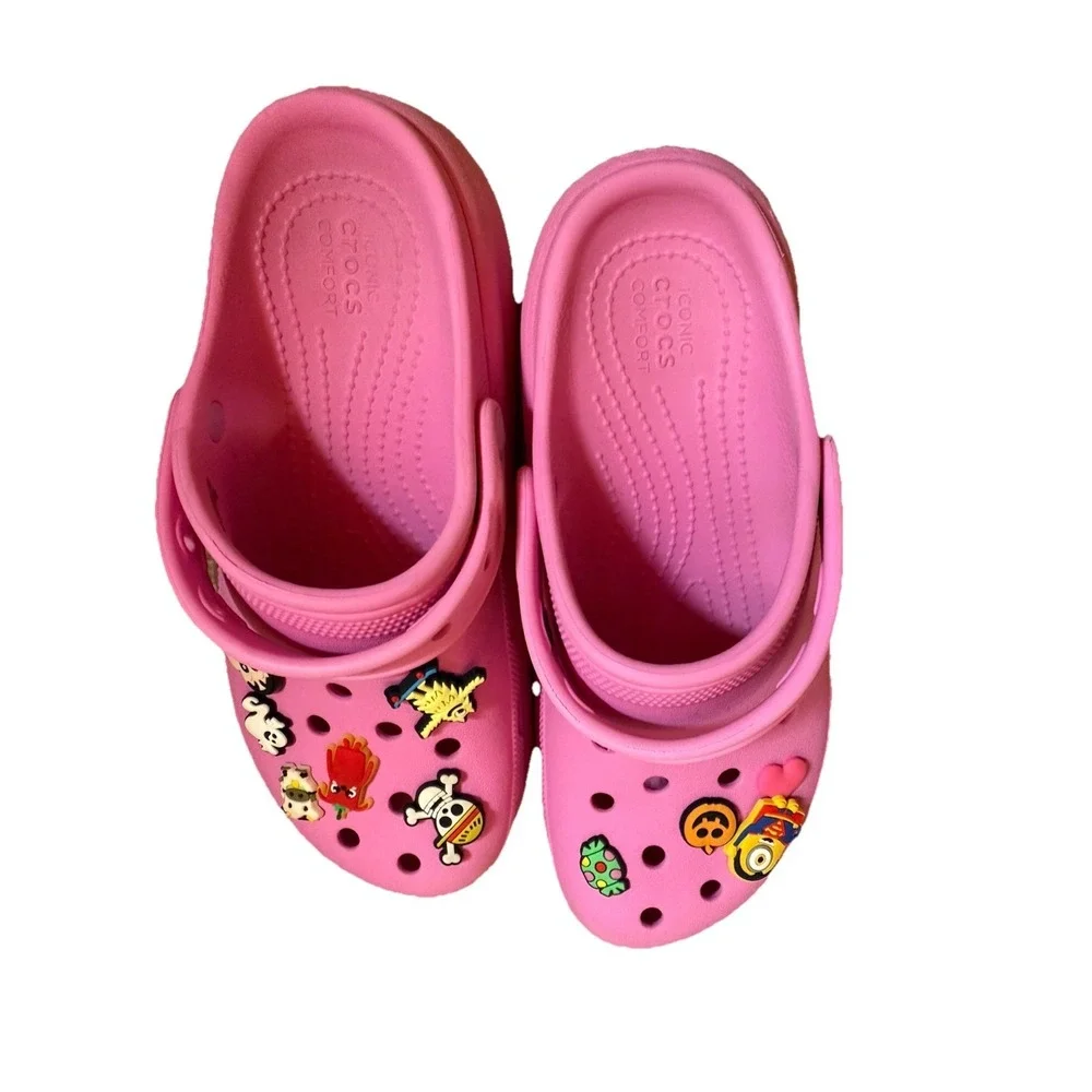 Crocs Mega Crush Clogs Juniors 6 J6 Platform Pink Wedge Kids Youth Slip On